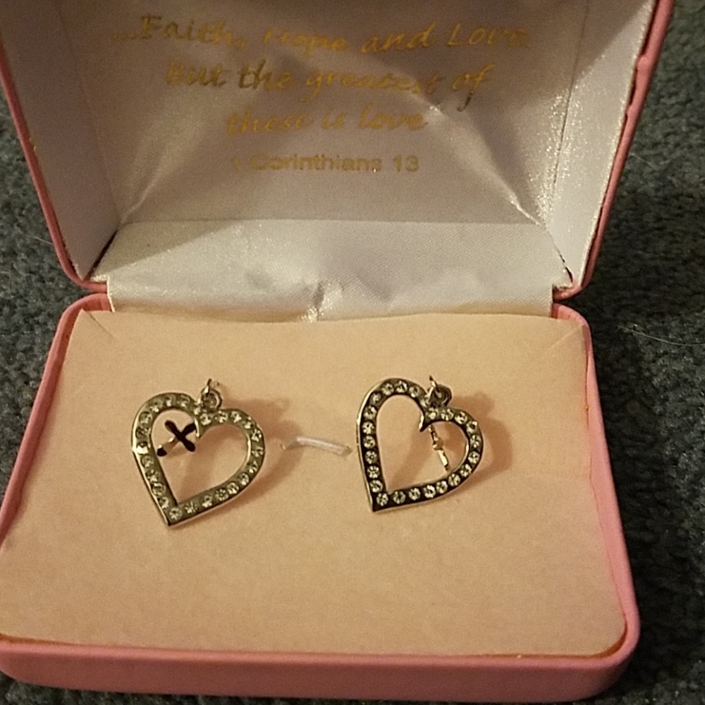 Heart and Cross Earrings
